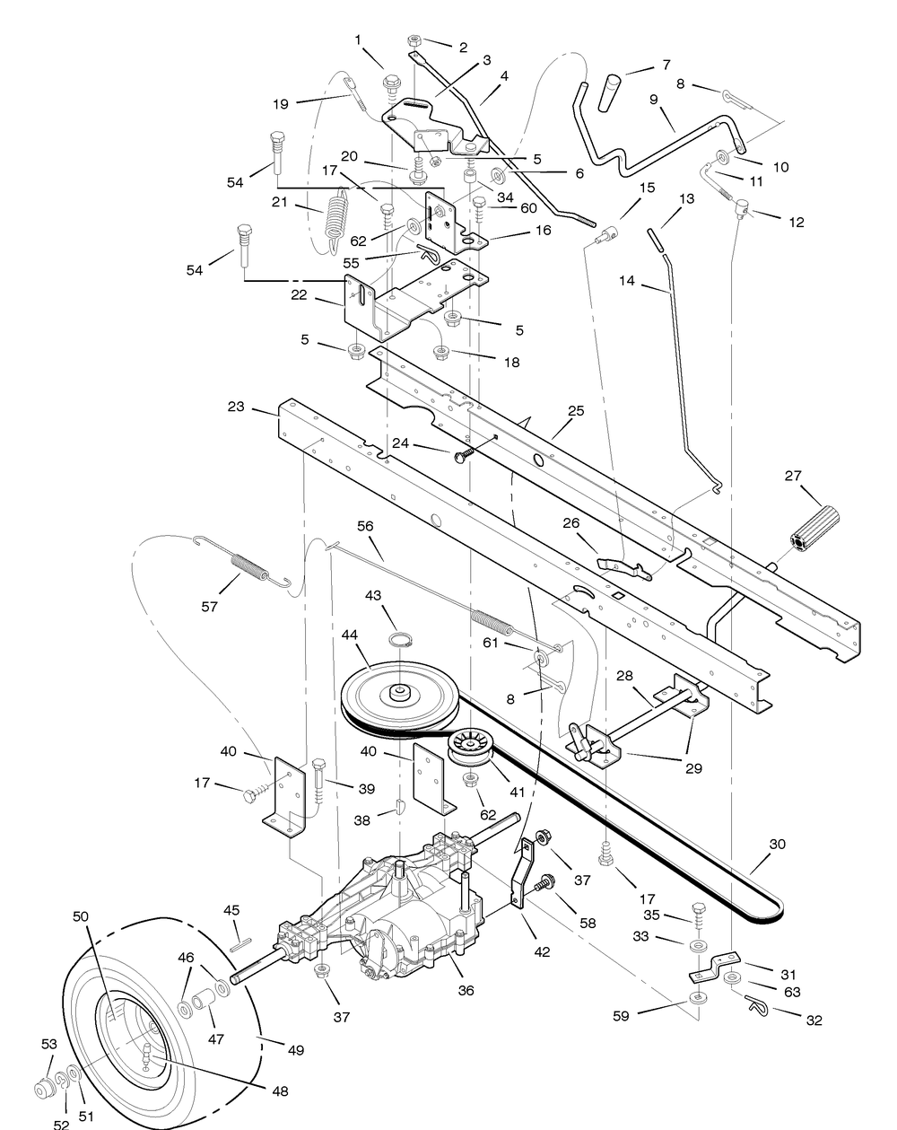 Motion Drive Diagram and Parts List for 385002X78B 2005 Briggs and Stratton Lawn Tractor
